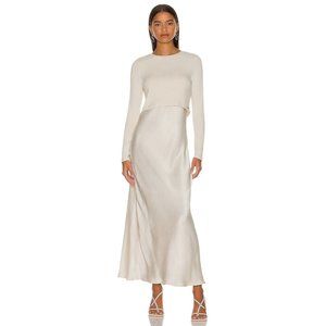 n:philanthropy Mima Midi Dress in Bone Small New Womens Satin Cocktail